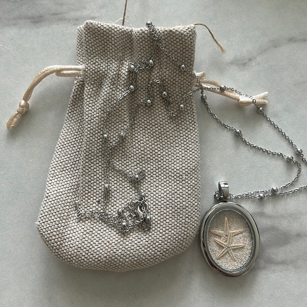 Long Silver Beach Sand Necklace